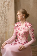 ROSEE de MATIN • Pink Bloom Orgzanza Midi Dress