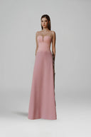 L' SCARLETT • Rosé Crystal Bloom A-Line Maxi Dress
