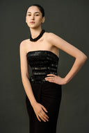 EEGEN STUDIO • Black Strapless Embellished Column Dress with Choker