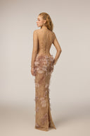 21SIX • Solara Floral Lace 3D Embellished Long-Sleeve Evening Gown