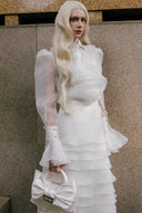 Kristin Organza Ruffle Classic Shirt for women, from WHITE PLAN, The Viet Concept
