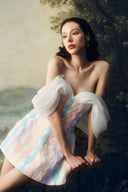 LINH PHUNG • Iridelle Pastel Taffeta & Organza Off-Shoulder Mini Corset Dress