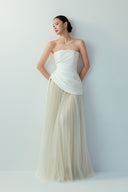 BYDI • Lune Couture Silk Taffeta & Foggy Gray Tulle Evening Gown