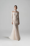 ARTI APPAREL • Amelie Lace & Tulle Embellished Floor-Length Gown