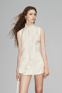 Cream Charlie Sleeveless Silk Blouse for women, from HUONG, The Viet Concept 