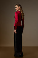 IHF ATELIER • Red Bamboo Taffeta & Red Satin Silk Column Gown