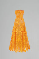 Orange Jardin Crystal Bow Midi Dress for women, from IHF STUDIO, The Viet Concept 