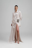 Terell Mermaid Side Slit Silk Satin Floor Length Dress for women, from Ha Thanh Viet, The Viet Concept 