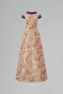 Purple Floral Metallic Jacquard A-Line Evening Gown for women, from IHF ATELIER, The Viet Concept 