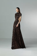 Belladonna Sequin Cape Sleeve Cutout Floor-Length Dress for women, from SORAMAME, The Viet Concept