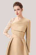 Aarina Fit and Flare Asymmetric Neck Taffeta Midi Dress for women, from Calista, The Viet Cocnept 
