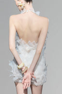 White Cacti Organza Mini Dress for women, from PHAM, The Viet Concept