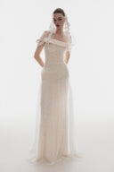 L'ALLÉE • Corset Lace Gown with Sheer Cape