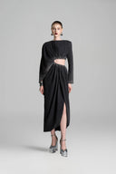  Asymmetric Sleeve Cut-Out Waist Dress for women, from GVLUX, The Viet Concept 