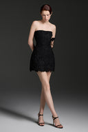 Floral Garden Lace Crystal Asymmetrical Strapless Mini Dress for women, from IHF ATELIER, The Viet Concept 