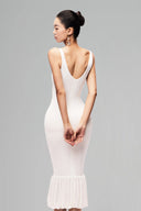 White Fanci Drapped Maxi Dress for women, from Pham Studio, The Viet Concept 