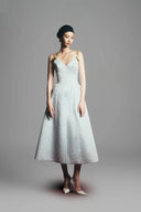 Plumeria A-line Spaghetti Strap Jacquard Midi Dress for women, from Maison Des Copains, The Viet Concept 
