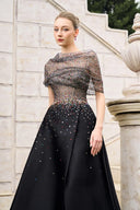 TRACY COUTURE • Crystal Lace Top & Slit Taffeta Set