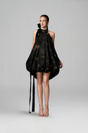 Midnight Rosette Organza Bubble Mini Dress for women, from IHF STUDIO, The Viet Concept