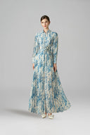 ROSEE de MATIN • Silk Texture Blue Midi Dress