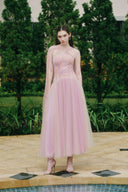 LINH PHUNG • Roxie Crystal Ombre Tulle Halter Midi Dress