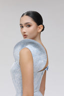 Flux Asymmetrical Lace Denim Gown for women, from SORAMAME, The Viet Concept