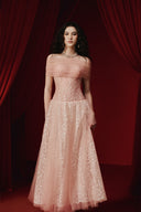 Douce Off-Shoulder Glitter Mesh A-Line Evening Gown for women, from JOSEPHINE, The Viet Concept