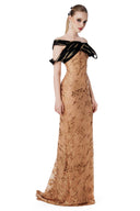 Midnight Lace Embroidered Off-Shoulder Couture Gown for women, from MR CRAZY & LADY SEXY, The Viet Concept 