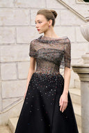 TRACY COUTURE • Crystal Lace Top & Slit Taffeta Set
