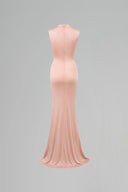 Rosé Crystal Neckline Twisted Drape Jersey Maxi Gown for women, from IHF STUDIO, The Viet Concept 