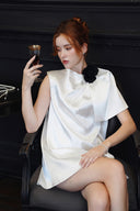 Galvin Floral Draped Silk Mini Dress for women, from DANG PHONG DESIGNER, The Viet Concept