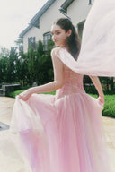 LINH PHUNG • Roxie Crystal Ombre Tulle Halter Midi Dress