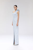 Flux Asymmetrical Lace Denim Gown for women, from SORAMAME, The Viet Concept