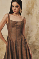 L' SCARLETT • Lustrelle Crystal-Beaded Flared Lace Midi Dress
