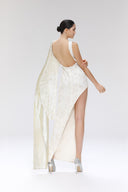 Trouvaille Backless Sequin Lace Evening Gown with Scarf for women, from SORAMAME, The Viet Concept