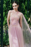 LINH PHUNG • Roxie Crystal Ombre Tulle Halter Midi Dress