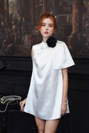 Galvin Floral Draped Silk Mini Dress for women, from DANG PHONG DESIGNER, The Viet Concept