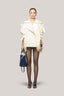 DAS LA VIE • White Latonya Asymmetric Double Breasted Poly Organza Coat