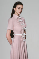 Asowa A-line Bow Cotton Midi Dress for women, from White Plan, The Viet Concept 
