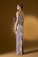 Aurielle Purple Gold Metallic Jacquard Draped Bustier Gown for women, from IHF ATELIER, The Viet Concept 