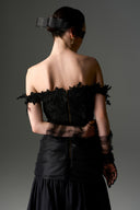 IHF STUDIO • Fleur 3D Floral Lace Off-Shoulder Taffeta A-Line Gown