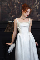 Swan Feather Trim Satin Maxi Gown for women, from DANG PHONG DESIGNER, The Viet Concept