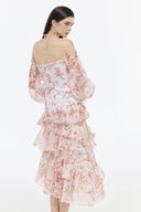 Camila Off-Shoulder Tiered Jacquard Midi Dress for women, from JOSEPHINE, The Viet Concept 