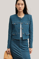 Joanna Cropped Flap Pocket Cotton Denim Jacket for women, from HOBB, The Viet Concept 