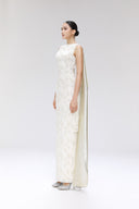 Trouvaille Backless Sequin Lace Evening Gown with Scarf for women, from SORAMAME, The Viet Concept