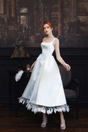 Swan Feather Trim Satin Maxi Gown for women, from DANG PHONG DESIGNER, The Viet Concept