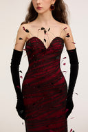 21SIX • Maribel Silk & Tulle Crystal-Embellished Gown with Velvet Gloves