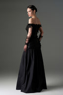 IHF STUDIO • Fleur 3D Floral Lace Off-Shoulder Taffeta A-Line Gown