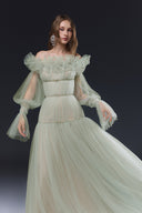 Aurora Mint Tulle Layered Evening Gown for women, from JOSEPHINE, The Viet  Concept