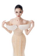 MR CRAZY & LADY SEXY • Regal Sovereign Off-Shoulder Beaded Evening Gown